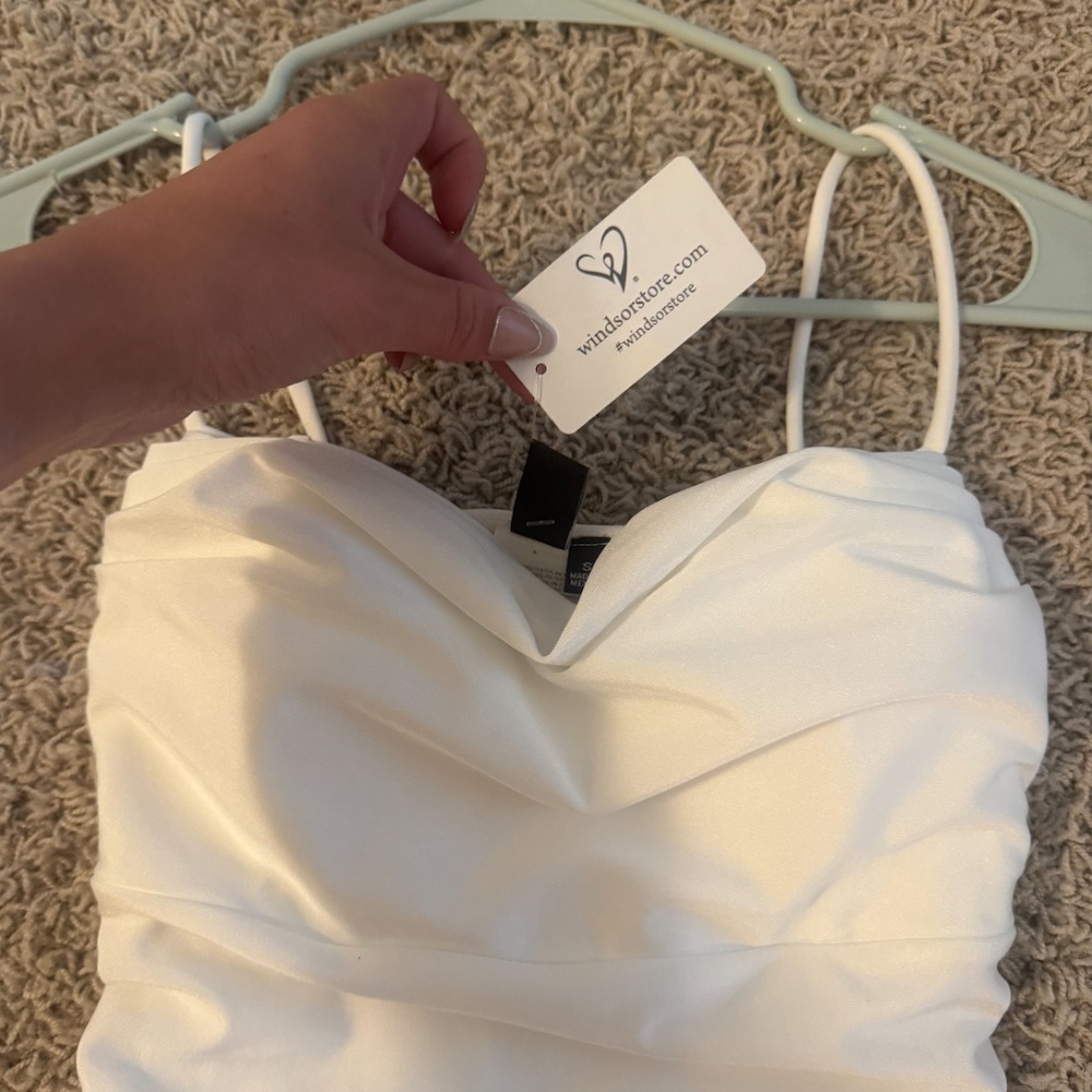 NWT white windsor dress - S - Set The Vibe Asymmetric A-Line Mini Dress - Picture 2 of 7